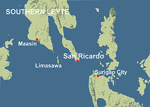 Location map of San Ricardo, Southern Leyte