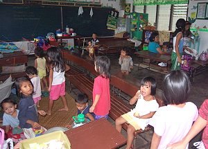 Evacuated families haoused in school rooms in Southern Leyte