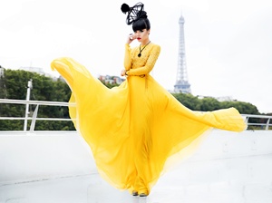Jessica Minh Anh floating catwalk in Paris