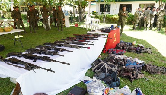 recovered assorted weapons and belongings from the NPA