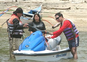 Leyte governor Icot Petilla on jet ski