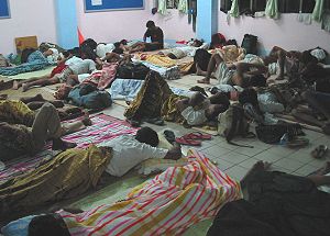 Sumilao farmers taking overnight sleep in Catbalogan.
